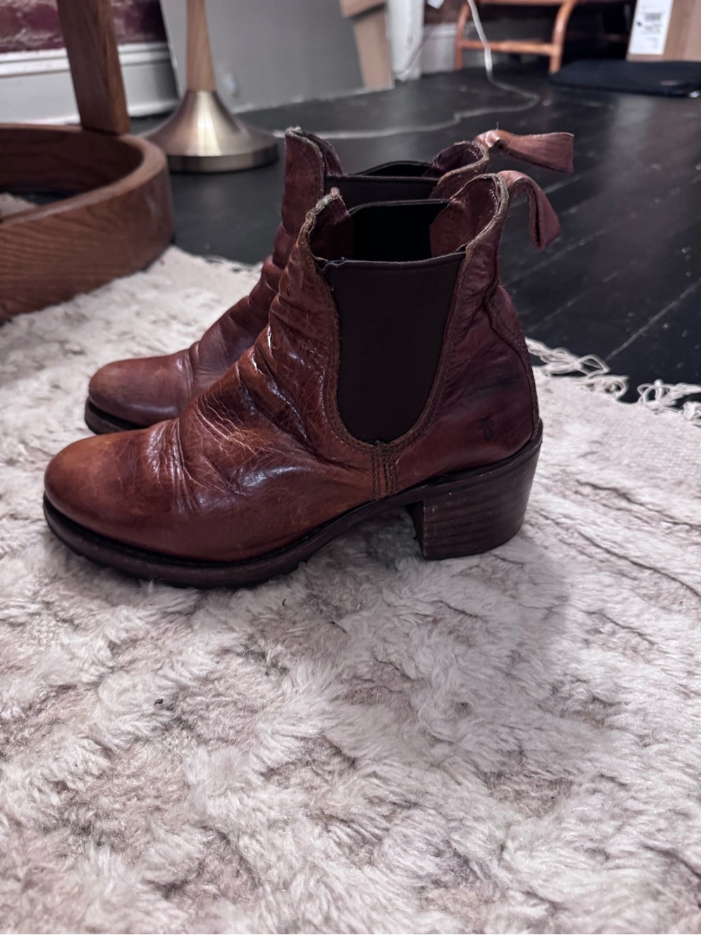 Frye Brown Leather Chelsea Bootie - Picture 3 of 7